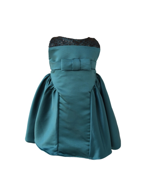 

Faye Teal Green Satin Bow Dress