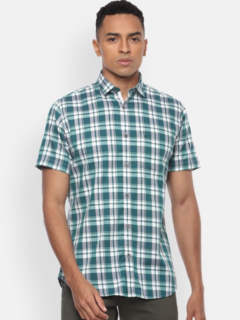 

Van Heusen Sport Men White & Green Slim Fit Checked Casual Shirt