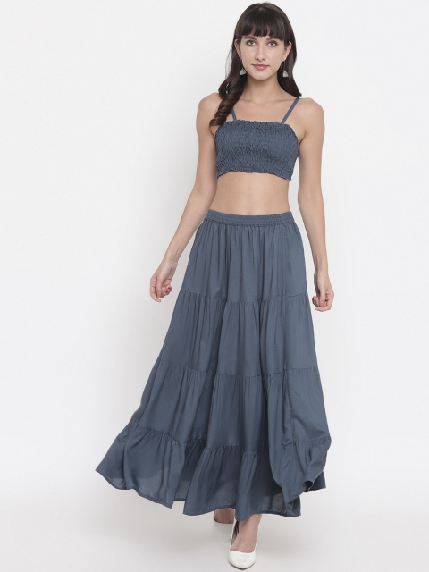 

Aawari Grey Smocked Two-Piece Co-ordinate Set