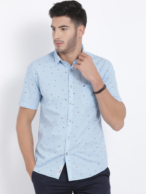

t-base Men Blue & Red Regular Fit Printed Casual Shirt