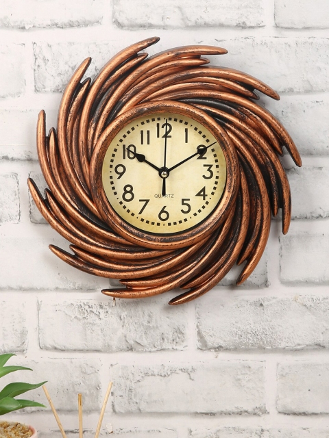 

House Of Accessories Copper-Toned & Beige Textured Vintage Wall Clock WC21-MAY-4