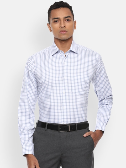 

Van Heusen Men Blue Regular Fit Checked Cotton Formal Shirt