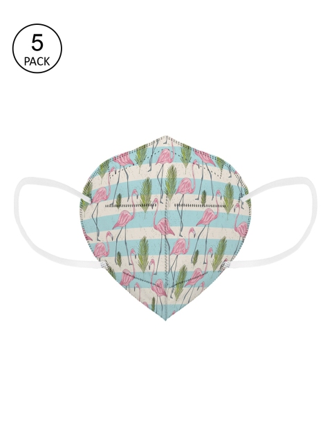 

Status Unisex Pack Of 5 Green & Pink Printed 5-Ply KN95 Masks