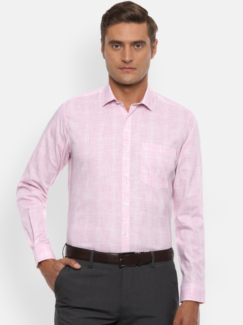

Van Heusen Men Pink & White Regular Fit Checked Cotton Formal Shirt