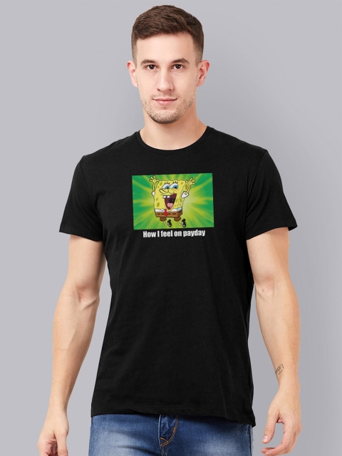 

Free Authority Men Black Spongebob Print Round Neck Cotton Pure Cotton T-shirt