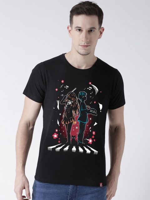 

ComicSense.xyz Men Black Printed Round Neck T-shirt