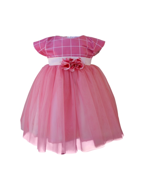 

Faye Pink & White Checked Applique Net Dress