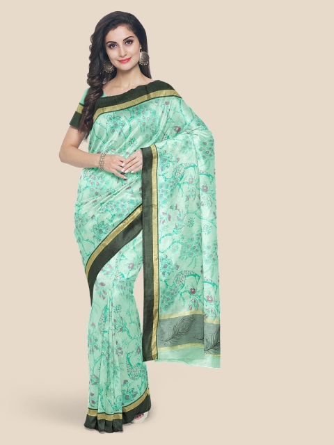 

KLM Fashion Mall Green Woven Design Silk Blend Saree