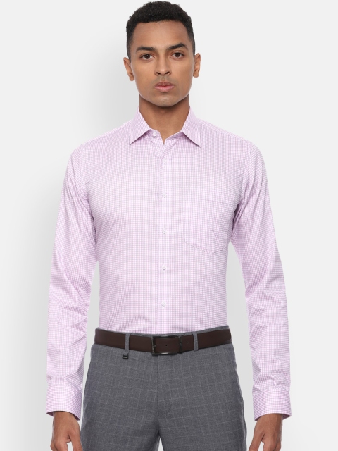 

Van Heusen Men Pink Slim Fit Checked Cotton Formal Shirt