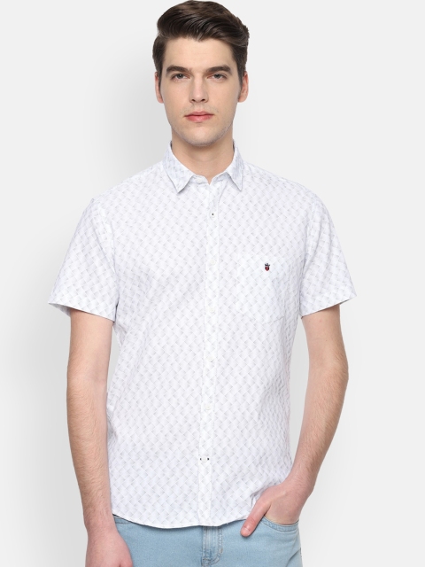 

Louis Philippe Sport Men White & Navy Blue Slim Fit Printed Casual Shirt