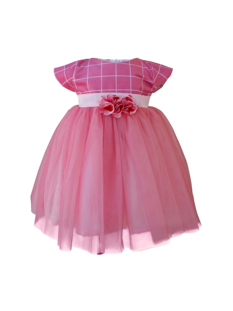 

Faye Pink & White Checked Applique Net Dress