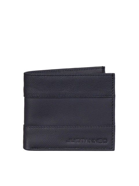 

Justanned Men Black Solid Two Fold Leather Wallet