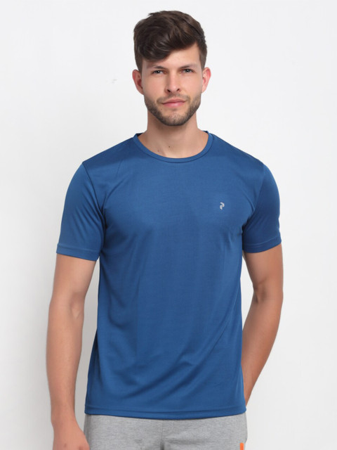 

PERFKT-U Men Blue Solid Round Neck Training T-shirt