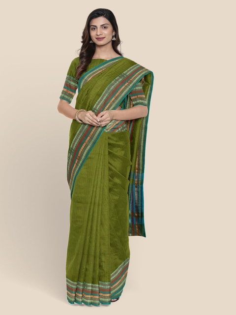 

KLM Fashion Mall Olive Green Pure Cotton Checked Mangalagiri Saree