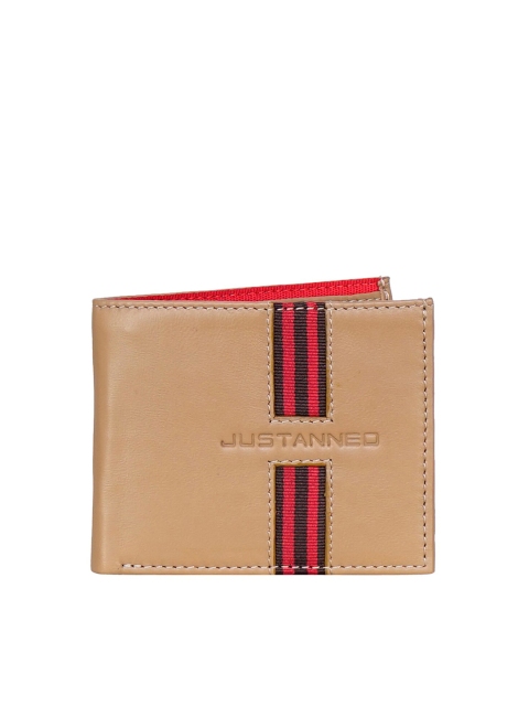 

Justanned Men Tan & Red Colourblocked Two Fold Leather Wallet