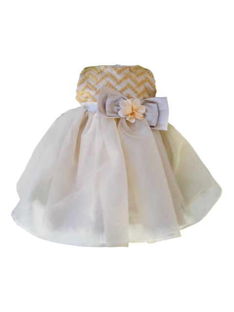 

Faye White & Gold-Toned Floral Embroidered Dress