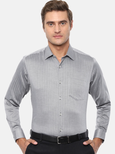 

Van Heusen Men Grey Regular Fit Striped Cotton Formal Shirt