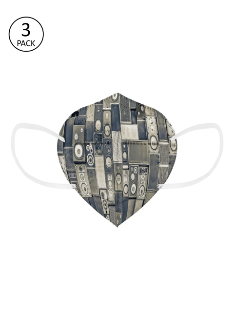 

Status Unisex Pack Of 3 Grey & Beige Printed 4-Ply Reusable N95 Masks