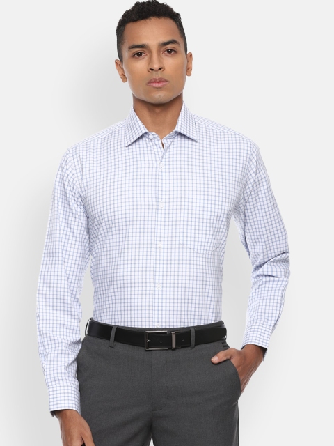 

Van Heusen Men Blue & White Regular Fit Checked Cotton Formal Shirt