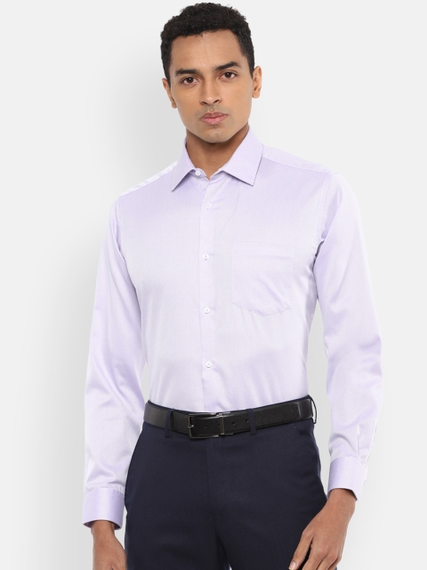 

Van Heusen Men Purple & White Regular Fit Self Design Cotton Formal Shirt