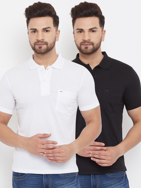 

Okane Men Black Solid Polo Collar T-shirt