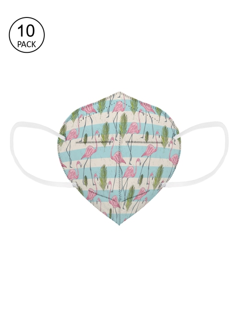 

Status Unisex Pack Of 10 White & Pink Printed 5-Ply Reusable N95 Masks