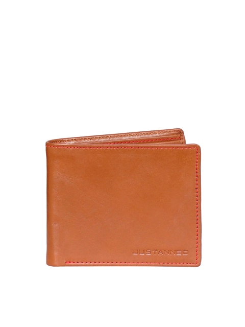 

Justanned Men Tan Solid Two Fold Leather Wallet