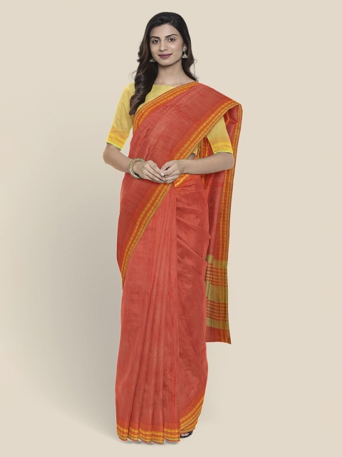 

KLM Fashion Mall Red Pure Cotton Solid Mangalagiri Saree