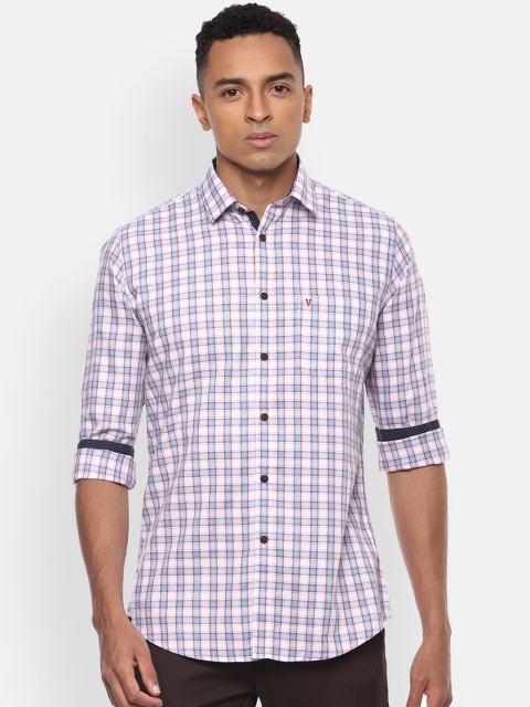 

Van Heusen Sport Men White & Blue Slim Fit Checked Pure Cotton Casual Shirt