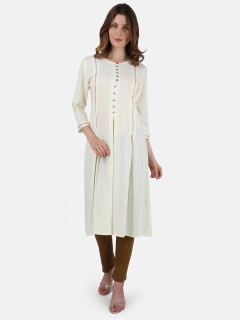 

Monte Carlo Off White Viscose Rayon Boat Neck Tunic