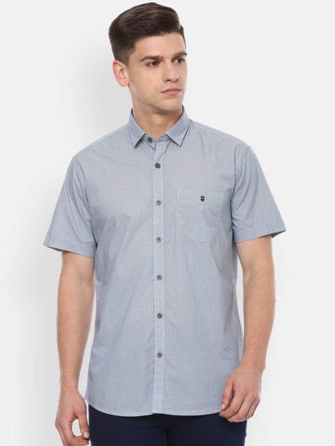 

Louis Philippe Sport Men White & Blue Slim Fit Printed Casual Shirt
