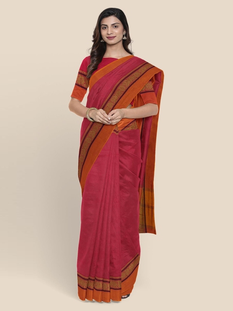 

KLM Fashion Mall Pink Pure Cotton Solid Mangalagiri Saree