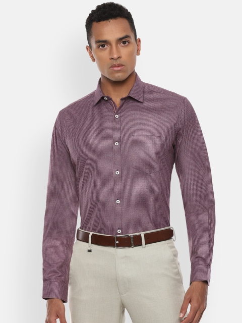 

Van Heusen Men Purple Regular Fit Houndstooth Patterned Cotton Formal Shirt