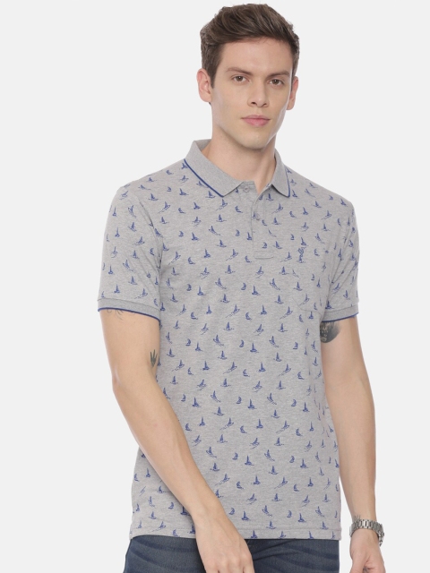

Classic Polo Men Grey Printed Polo Collar T-shirt