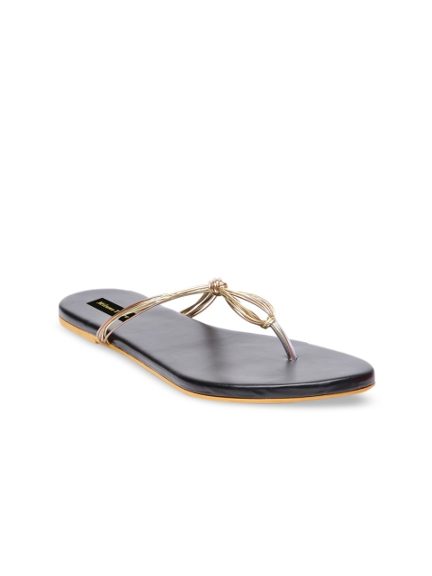 Milano Torre Women Gold-Toned & Copper-Toned Solid T-Strap Flats