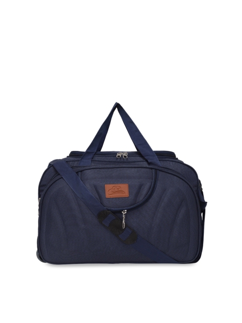 

Leather World Unisex Navy Blue Textured 2 Wheels Travel Duffel Bag