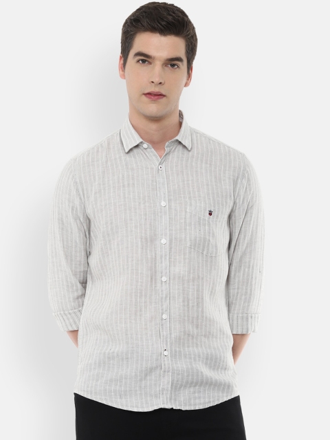 

Louis Philippe Sport Men Grey & White Slim Fit Striped Casual Shirt