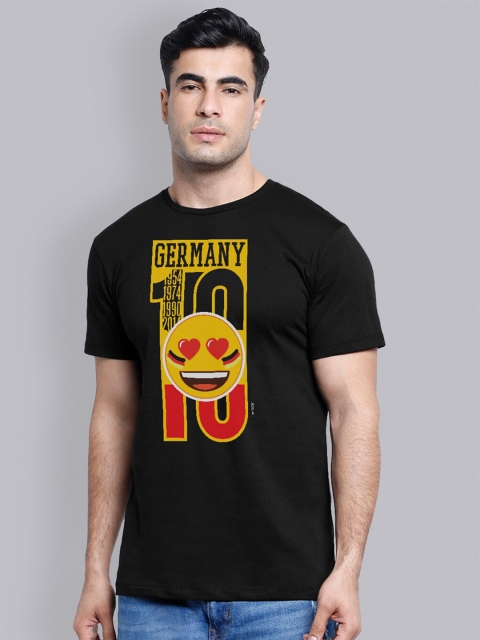 

Free Authority Men Black Soccer Print Round Neck Cotton Pure Cotton T-shirt
