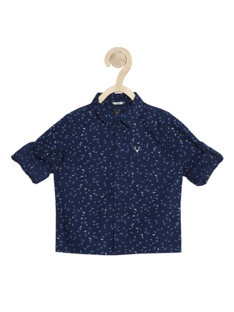 

Allen Solly Junior Boys Navy Blue Pure Cotton Slim Fit Printed Casual Shirt