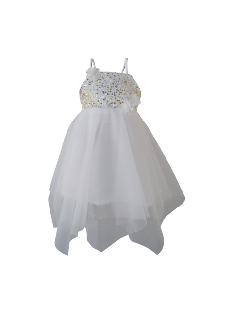 

Faye White Sequined Net Dress