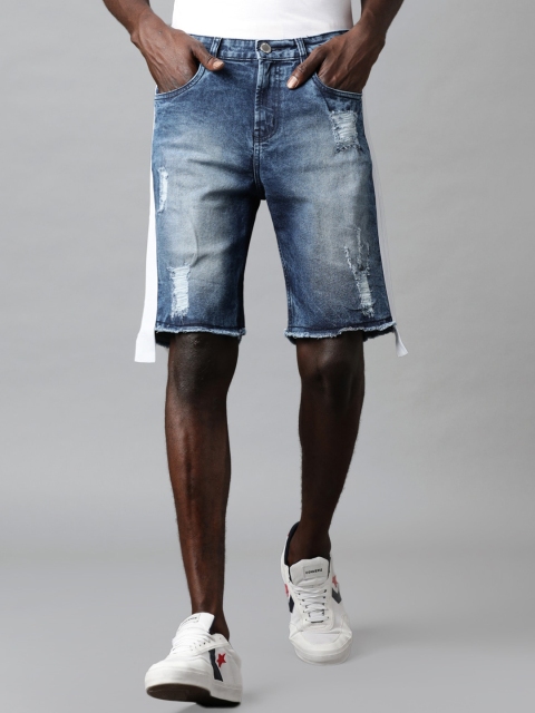 

Blue Saint Men Blue Washed Skinny Fit Denim Shorts