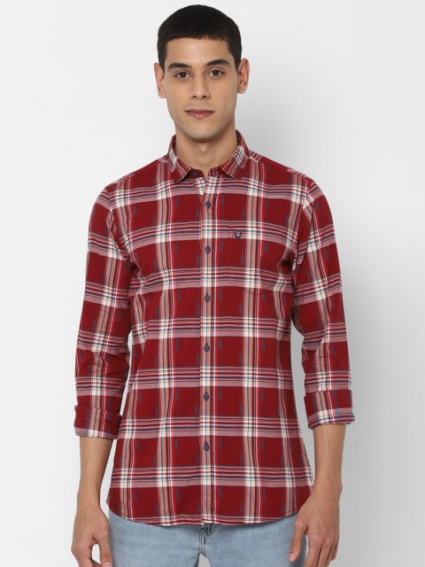 

Allen Solly Sport Men Red & White Regular Fit Checked Pure Cotton Casual Shirt