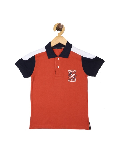 

Stupid Cupid Boys Red Solid Polo Collar T-shirt