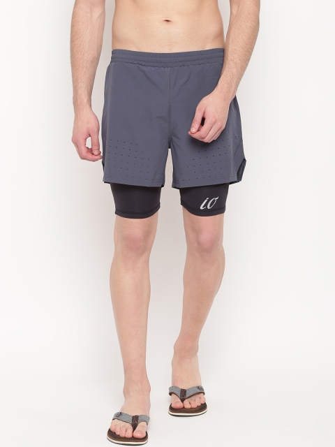 

iO Men Grey Solid Swim Shorts With Jammers
