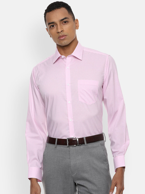 

Van Heusen Men Pink Regular Fit Checked Cotton Formal Shirt