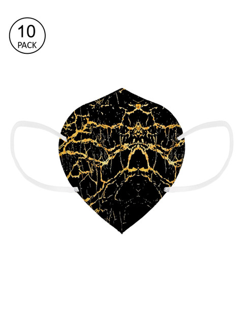 

Status Pack Of 10 Black & Yellow Printed 5-Ply N95 Face Masks