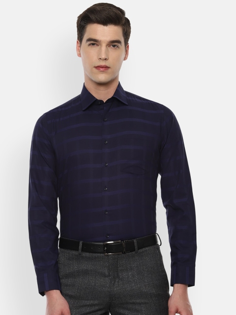 

Van Heusen Men Navy Blue Slim Fit Checked Cotton Formal Shirt