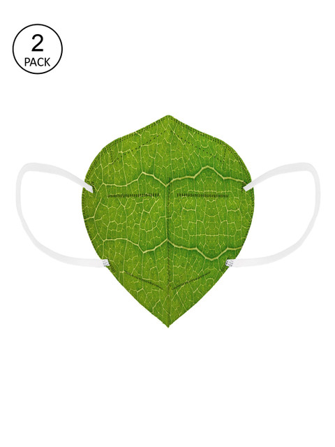 

Status Unisex Pack Of 2 Green & Yellow Textured 4-Ply Reusable KN95 Masks