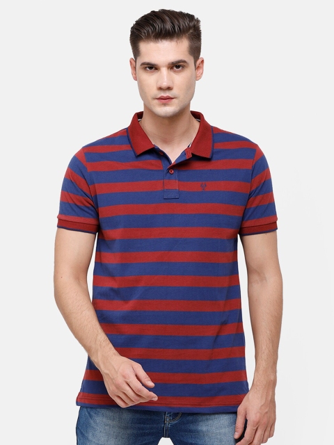 

Classic Polo Men Red & Blue Striped Polo Collar T-shirt