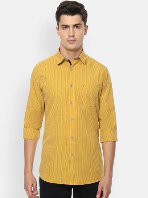 

Van Heusen Sport Men Mustard Yellow & White Slim Fit Solid Pure Cotton Casual Shirt